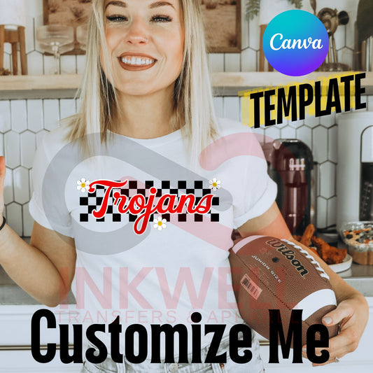 Flower and retro checks Canva Template